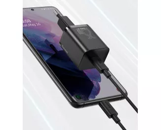Сетевое зарядное устройство Baseus Super Si Quick Charger 1C 25W + кабель USB C-USB C 1.0m (TZCCSUP-L01) Black