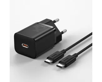 Сетевое зарядное устройство Baseus Super Si Quick Charger 1C 25W + кабель USB C-USB C 1.0m (TZCCSUP-L01) Black