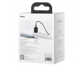 Сетевое зарядное устройство Baseus Super Si Quick Charger 1C 25W + кабель USB C-USB C 1.0m (TZCCSUP-L01) Black