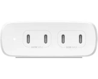 Мережевий зарядний пристрій Belkin 200W 4хUSB-С GAN PD PPS White (WCH015VFWH)
