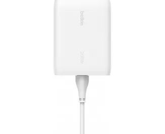 Мережевий зарядний пристрій Belkin 200W 4хUSB-С GAN PD PPS White (WCH015VFWH)
