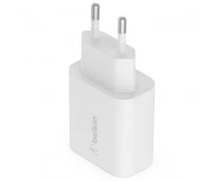 Сетевое зарядное устройство Belkin Boost Up Charge 25W USB-C PD3.0 PPS Wall Charger + Кабель USB-С > Lightning 1,0м (WCA004VF1MWH-B5) White