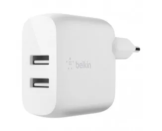 Сетевое зарядное устройство Belkin BoostCharge Dual USB-A Wall Charger 24W + Lightning to USB-A Cable White (WCD001vf1MWH)