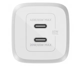 Сетевое зарядное устройство Belkin BoostCharge Pro Dual USB-C GaN Wall Charger with PPS 65W White (WCH013vfWH)