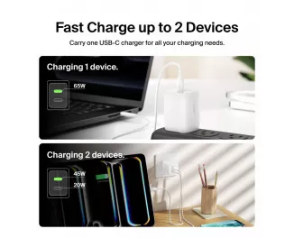 Сетевое зарядное устройство Belkin BoostCharge Pro Dual USB-C GaN Wall Charger with PPS 65W White (WCH013vfWH)