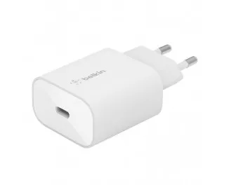 Сетевое зарядное устройство Belkin BoostCharge USB-C PD 3.0 PPS Wall Charger 25W with USB-C/Lightning cable White (WCA004vf1MWH-B5)