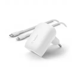 Сетевое зарядное устройство Belkin BoostCharge USB-C Wall Charger 20W + USB-C Cable with Lightning Connector White (WCA005vf1MWH-B5)