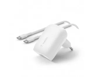 Мережевий зарядний пристрій Belkin BoostCharge USB-C Wall Charger 20W + USB-C/USB-C Cable White (WCA005vf1MWH-B6)