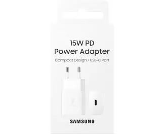 Сетевое зарядное устройство Samsung 15W PD Power Adapter (w/o cable) White (EP-T1510NWE)