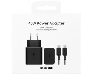 Сетевое зарядное устройство Samsung 45W USB-С + Кабель Type-C to Type-C 1.8м Black (EP-T4511XBEGEU)