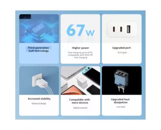 Мережевий зарядний пристрій Xiaomi 67W GaN Charger 2C1A + Type-C to Type-C Cable (BHR7493EU)