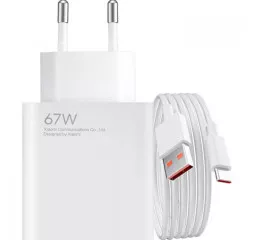 Мережевий зарядний пристрій Xiaomi 67W HyperCharge Combo (Type-A) (BHR9465EU) White