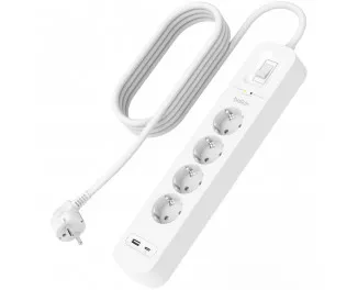 Мережевий фільтр Belkin (4хТип F, 16А, USB-A/USB-C 18Вт) (SRB001VF2M)