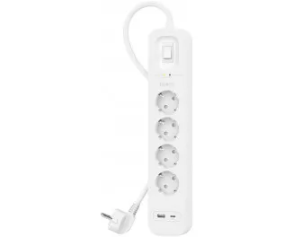 Мережевий фільтр Belkin (4хТип F, 16А, USB-A/USB-C 18Вт) (SRB001VF2M)