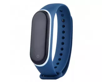 Силиконовый ремешок Xiaomi Mi Band 5/6 Dark blue/White