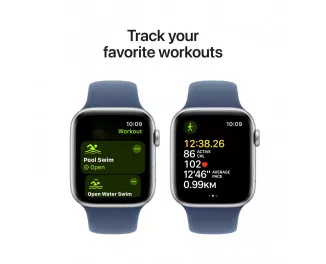 Смарт-часы Apple Watch SE 2 (2024) GPS 44mm Silver Aluminum Case with Denim Sport Band - S/M (MXEQ3)