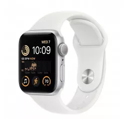 Смарт-часы Apple Watch SE 2 GPS 44mm Silver Aluminum Case with Slate White Sport Band - M/L (MNTJ3)