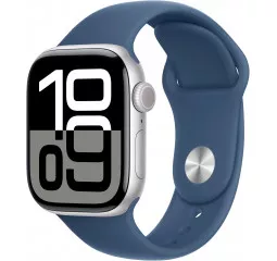 Смарт-часы Apple Watch Series 10 GPS 42mm Silver Aluminum Case with Denim Sport Band - S/M (MWWA3)