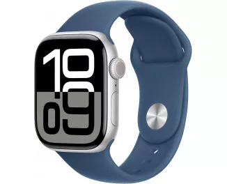 Смарт-часы Apple Watch Series 10 GPS 42mm Silver Aluminum Case with Denim Sport Band - S/M (MWWA3)