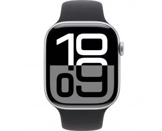 Смарт-часы Apple Watch Series 10 GPS 46mm Silver Aluminum Case with Black Sport Band - S/M (MWX03 + MXM23)
