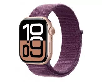 Смарт-часы Apple Watch Series 10 GPS + Cellular 42mm Rose Gold Aluminum Case with Plum Sport Loop (MWWK3)