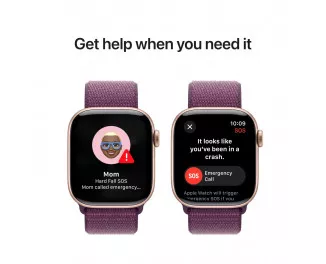 Смарт-годинник Apple Watch Series 10 GPS + Cellular 42mm Rose Gold Aluminum Case with Plum Sport Loop (MWWK3)