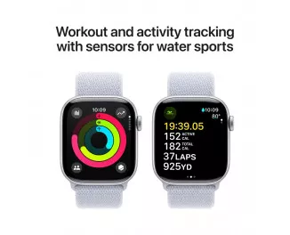 Смарт-часы Apple Watch Series 10 GPS + Cellular 42mm Silver Aluminum Case with Blue Cloud Sport Loop (MWX53)