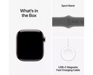 Смарт-часы Apple Watch Series 10 GPS + Cellular 46mm Natural Titanium Case with Stone Gray Sport Band - S/M (MWY93)