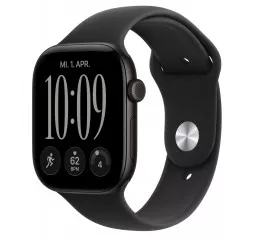 Смарт-часы Apple Watch Series 12 GPS 46mm Black Aluminum Case with Black Sport Band - S/M (MJEK4)