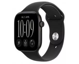 Смарт-часы Apple Watch Series 12 GPS 46mm Black Aluminum Case with Black Sport Band - S/M (MJEK4)