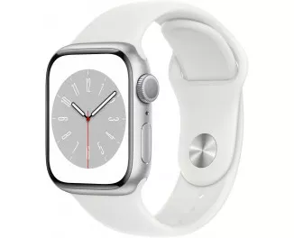 Смарт-часы Apple Watch Series 8 GPS 41mm Silver Aluminum Case with White Sport Band - S/M (MP6L3)