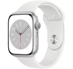 Смарт-часы Apple Watch Series 8 GPS 45mm Silver Aluminum Case with White Sport Band - S/M (MP6P3)