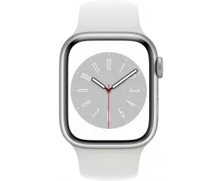 Смарт-часы Apple Watch Series 8 GPS 45mm Silver Aluminum Case with White Sport Band - S/M (MP6P3)