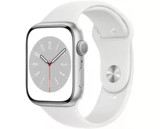 Смарт-часы Apple Watch Series 8 GPS 45mm Silver Aluminum Case with White Sport Band (MP6N3)