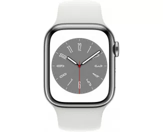 Смарт-часы Apple Watch Series 8 GPS + Cellular 41mm Silver Stainless Steel Case with White Sport Band - S/M (MNV73, MNJ53)