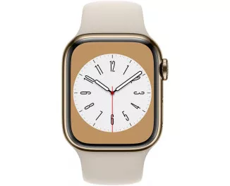 Смарт-часы Apple Watch Series 8 GPS + Cellular 45mm Gold Stainless Steel Case with Starlight Sport Band (MNKM3)