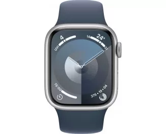 Смарт-часы Apple Watch Series 9 GPS 41mm Silver Aluminum Case with Storm Blue Sport Band - M/L (MR913)