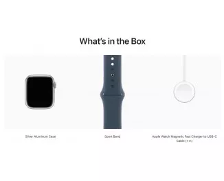 Смарт-часы Apple Watch Series 9 GPS 41mm Silver Aluminum Case with Storm Blue Sport Band - S/M (MR903)