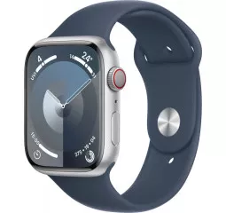 Смарт-часы Apple Watch Series 9 GPS + Cellular 41mm Silver Aluminum Case with Storm Blue Sport Band - S/M (MRHV3)