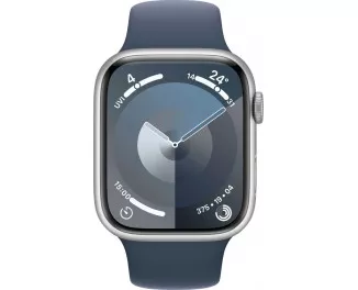 Смарт-часы Apple Watch Series 9 GPS + Cellular 41mm Silver Aluminum Case with Storm Blue Sport Band - S/M (MRHV3)