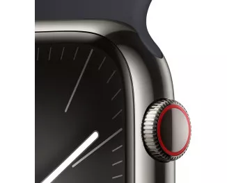 Смарт-часы Apple Watch Series 9 GPS + Cellular 45mm Graphite Stainless Steel Case with Midnight Sport Band - M/L (MRMW3)