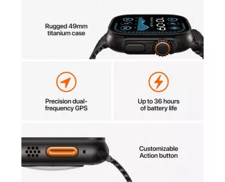 Смарт-часы Apple Watch Ultra 2 2024 GPS + Cellular 49mm Black Titanium Case with Black Trail Loop - M/L (MX4V3)