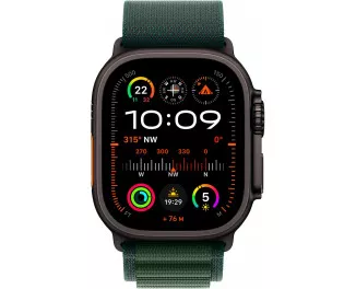 Смарт-годинник Apple Watch Ultra 2 2024 GPS + Cellular 49mm Black Titanium Case with Dark Green Alpine Loop - Medium (MX4R3)
