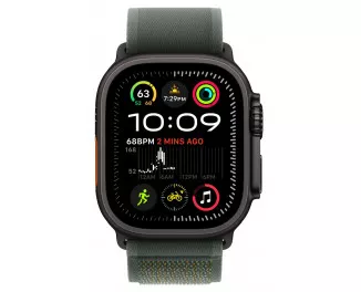 Смарт-годинник Apple Watch Ultra 2 2024 GPS + Cellular 49mm Black Titanium Case with Green Trail Loop - S/M (MYTJ3+MYQ33)