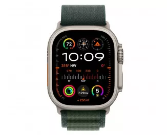 Смарт-годинник Apple Watch Ultra 2 2024 GPS + Cellular 49mm Natural Titanium Case with Dark Green Alpine Loop - Medium (MYT33+MXMV3)