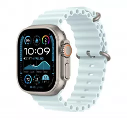 Смарт-часы Apple Watch Ultra 2 2024 GPS + Cellular 49mm Natural Titanium Case with Ice Blue Ocean Band (MYT03+MXTF3)