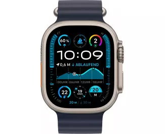 Смарт-годинник Apple Watch Ultra 2 2024 GPS + Cellular 49mm Natural Titanium Case with Navy Ocean Band (MX4D3)