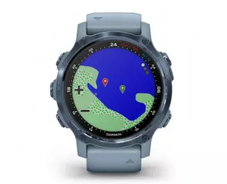 Смарт-годинник GARMIN Descent Mk2S Mineral Blue with Sea Foam Silicone Band (010-02403-07)