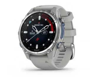 Смарт-часы GARMIN Descent Mk3 43 mm Stainless Steel with Fog Gray Silicone Band (010-02753-03/04)