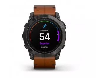 Смарт-годинник GARMIN Epix Pro (Gen 2) Sapphire 51mm Carbon Grey DLC Titanium with Chestnut Leather Band (010-02804-30/31)